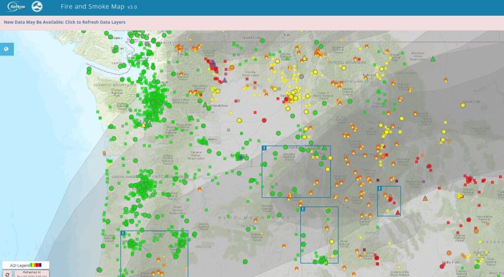 496,941 Acres: As wildfires rage across western states, smoke impacts Thursday air quality for Eastern WA and OR residents